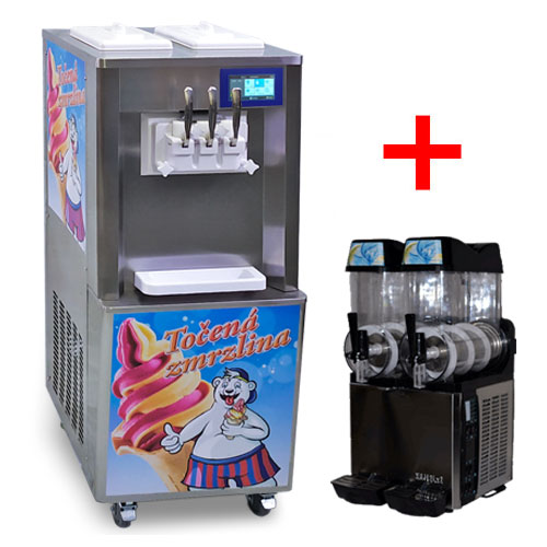 Pronájem zmrzlinového stroje BQ332N s nášlehem + Výrobník ledové tříště